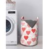 Ambesonne Vintage Valentine Laundry Bag, Irregular Order Outline Simple and Polka Dotted Hearts, Hamper Basket with Handles Drawstring Closure for Laundromats, 13″ x 19″, Coral Blush