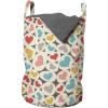 Ambesonne Hearts Laundry Bag, Oval Shapes with Heart in Retro Tones Valentines Day Birthday Theme Pattern, Hamper Basket with Handles Drawstring Closure for Laundromats, 13″ x 19″, Multicolor