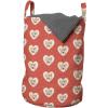 Ambesonne Love Laundry Bag, Hipster Hearts Pattern with Love You Texts Heart Shapes Valentines Day Theme, Hamper Basket with Handles Drawstring Closure for Laundromats, 13″ x 19″, Vermilion Multicolor
