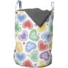 Ambesonne Love Laundry Bag, Patchwork Style Hearts White Backdrop Dreamy Fantasy Display Romantic Valentines, Hamper Basket with Handles Drawstring Closure for Laundromats, 13″ x 19″, Multicolor