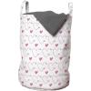 Ambesonne Modern Laundry Bag, Love Theme Romantic Repetitive Pattern of Hearts in Monochrome Style Valentine’s Day, Hamper Basket with Handles Drawstring Closure for Laundromats, 13″ x 19″, Pink White