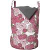 Ambesonne Romantic Laundry Bag, Valentine’s Day Rose Blossoms and Leaves in Repetitive Pattern Image, Hamper Basket with Handles Drawstring Closure for Laundromats, 13″ x 19″, White Green Pastel Pink