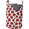 Ambesonne Roses Laundry Bag, Romantic Valentines Day Pattern with Realistic Flowers Image, Hamper Basket with Handles Drawstring Closure for Laundromats, 13″ x 19″, Vermilion White