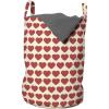 Ambesonne Valentine Laundry Bag, Vibrant Red Colored Heart Shapes Tile Pattern Romantic in Love Theme Design, Hamper Basket with Handles Drawstring Closure for Laundromats, 13″ x 19″, Ivory Dark Coral