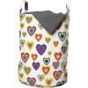 Ambesonne Valentine’s Day Laundry Bag, Abstract Colorful Nested Hearts on Plain Background Retro Romance, Hamper Basket with Handles Drawstring Closure for Laundromats, 13″ x 19″, White and Multicolor