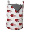 Ambesonne Valentine’s Day Laundry Bag, Abstract Hearts Lollipops Rhythmic Romance Illustration, Hamper Basket with Handles Drawstring Closure for Laundromats, 13″ x 19″, Vermilion Pearl