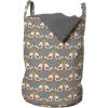 Ambesonne Valentine’s Day Laundry Bag, Love Birds and Hearts Kissing Romantic Animals Motif Repetition, Hamper Basket with Handles Drawstring Closure for Laundromats, 13″ x 19″, Apricot Red and Grey