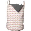 Ambesonne Valentines Day Laundry Bag, Love Theme Pattern of Repetitive Hearts Shape in Horizontal Design, Hamper Basket with Handles Drawstring Closure for Laundromats, 13″ x 19″, Rose Peach and White