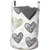 Ambesonne Valentine’s Day Laundry Bag, Modern Design Hand Drawn Scribbled Heart Motifs, Hamper Basket with Handles Drawstring Closure for Laundromats, 13″ x 19″, Grey Olive Green