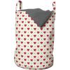 Ambesonne Valentine’s Day Laundry Bag, Romantic Hearts and Polka Dots Vintage Love Themed Pattern, Hamper Basket with Handles Drawstring Closure for Laundromats, 13″ x 19″, Eggshell Magenta and Green