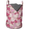 Ambesonne Valentines Laundry Bag, Heart Shaped Cookies Surprise Tasty Goodies for Valentines Day, Hamper Basket with Handles Drawstring Closure for Laundromats, 13″ x 19″, Pale Brown Pale Pink