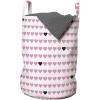 Ambesonne Vintage Valentine Laundry Bag, Horizontal Order Pattern Bicolour Hearts Symmetry, Hamper Basket with Handles Drawstring Closure for Laundromats, 13″ x 19″, Charcoal Grey Pink