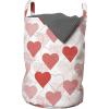 Ambesonne Vintage Valentine Laundry Bag, Irregular Order Outline Simple and Polka Dotted Hearts, Hamper Basket with Handles Drawstring Closure for Laundromats, 13″ x 19″, Coral Blush