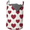 Ambesonne Vintage Valentine Laundry Bag, Monochrome Romantic Simple Design of Continuous Classic Hearts, Hamper Basket with Handles Drawstring Closure for Laundromats, 13″ x 19″, Vermilion Off White