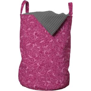 Ambesonne Floral Laundry Bag, Close up Romantic and Feminine Blooms Monochrome Valentine’s Day Vibes Garden Art, Hamper Basket with Handles Drawstring Closure for Laundromats, 13″ x 19″, Pink Magenta