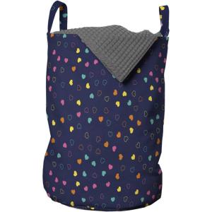 Ambesonne Romantic Laundry Bag, Little Heart Shapes in Colorful Celebration Valentines Day Themed Pattern, Hamper Basket with Handles Drawstring Closure for Laundromats, 13″ x 19″, Indigo Multicolor