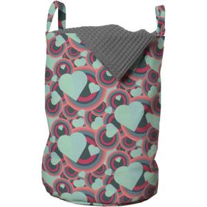 Ambesonne Romantic Laundry Bag, Valentine’s Day Pattern with Bullseye Circles Love Ornate Heart Shapes, Hamper Basket with Handles Drawstring Closure for Laundromats, 13″ x 19″, Multicolor
