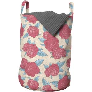 Ambesonne Romantic Laundry Bag, Valentine’s Day Style Rose Composition Love in Pastel Colors, Hamper Basket with Handles Drawstring Closure for Laundromats, 13″ x 19″, Aqua Dark Coral Beige