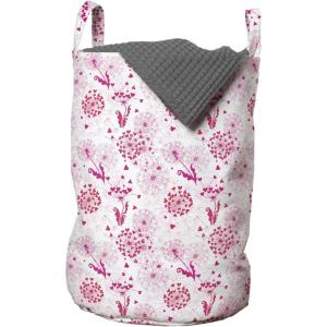 Ambesonne Valentine’s Day Laundry Bag, Dandelions in The Form of Hearts on a Plain Background Print, Hamper Basket with Handles Drawstring Closure for Laundromats, 13″ x 19″, Dark Coral Pink
