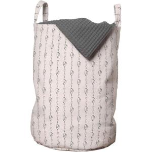 Ambesonne Valentine’s Day Laundry Bag, Endless Eternal Love Hand Drawn Hearts in Stripe Row Image, Hamper Basket with Handles Drawstring Closure for Laundromats, 13″ x 19″, Pale Pink and Black