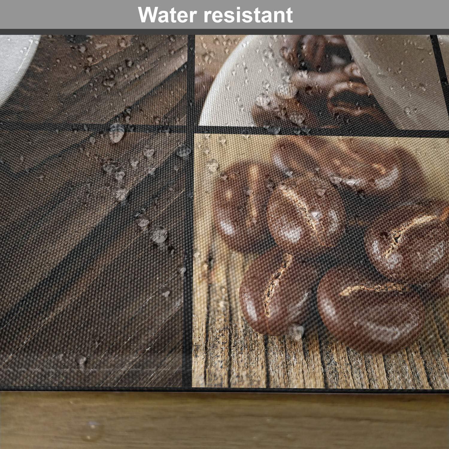 imageAmbesonne Brown Place Mats Set of 4 Coffee Themed Collage Close up Mugs Beans on Wooden Table Aromatic Roasted Espresso Drink Washable Fabric Placemats for Dining Table Standard Size Brown Coffee