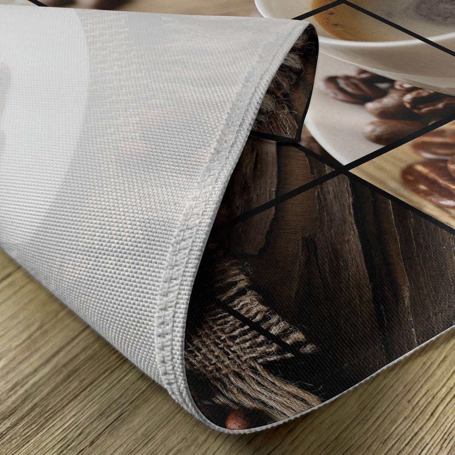imageAmbesonne Brown Place Mats Set of 4 Coffee Themed Collage Close up Mugs Beans on Wooden Table Aromatic Roasted Espresso Drink Washable Fabric Placemats for Dining Table Standard Size Brown Coffee