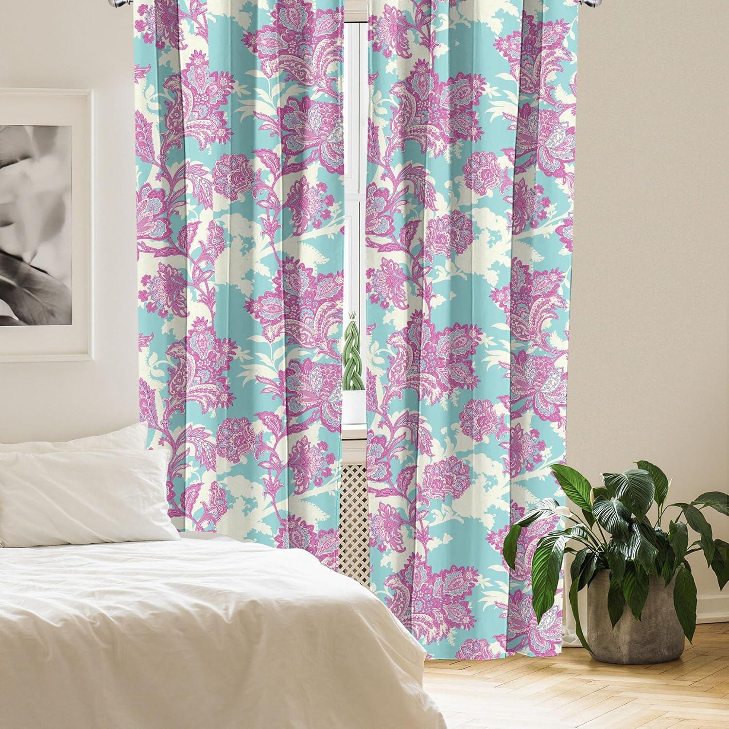 imageAmbesonne Floral Curtains Romantic Valentines Day Theme Overlapping Simplistic Rose Flowers Art Window Treatments 2 Panel Set for Living Room Bedroom Pair of 28 x 84 Pale Salmon and BlushPale Fuchsia Seafoam