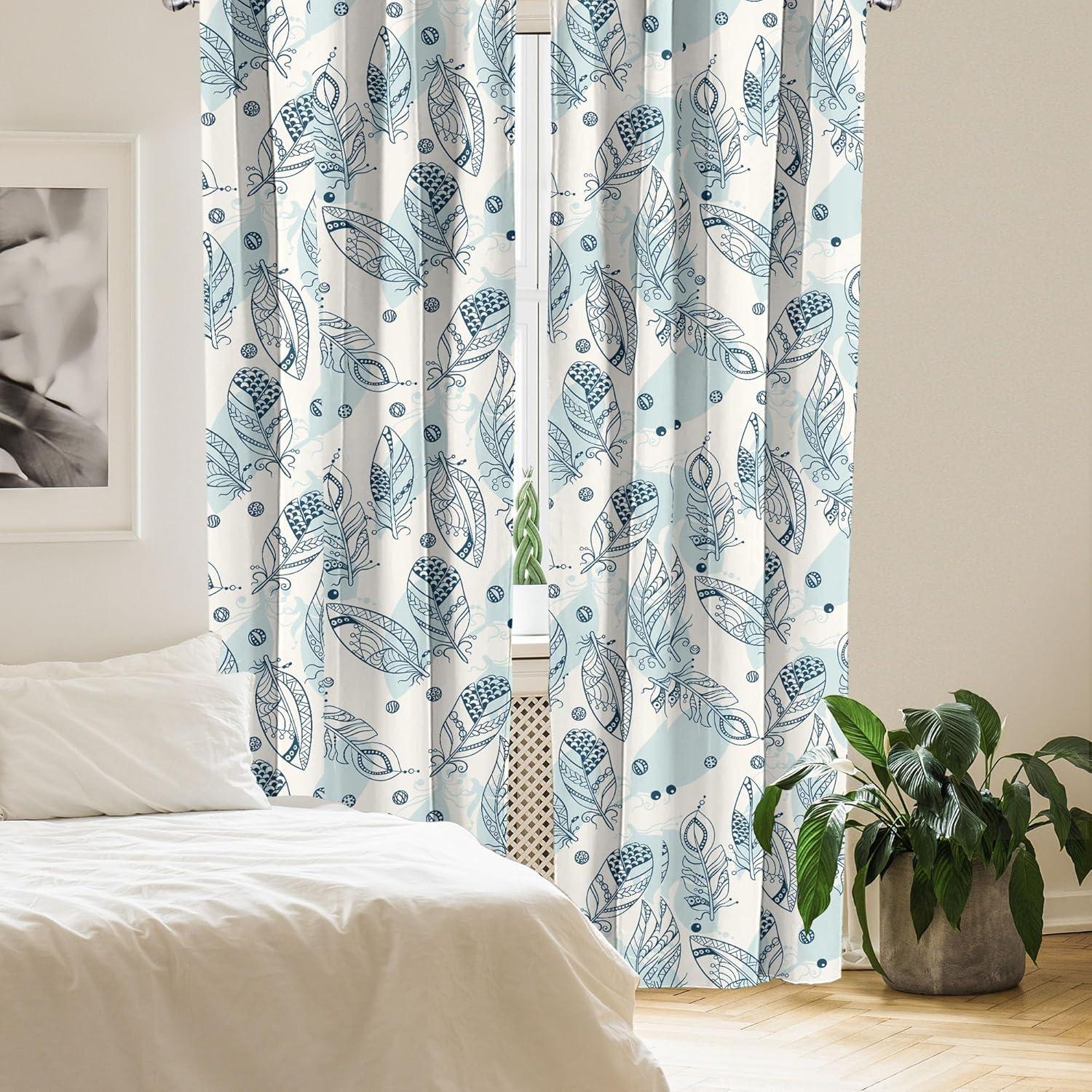 imageAmbesonne Floral Curtains Romantic Valentines Day Theme Overlapping Simplistic Rose Flowers Art Window Treatments 2 Panel Set for Living Room Bedroom Pair of 28 x 84 Pale Salmon and BlushPale Cadet Blue and White