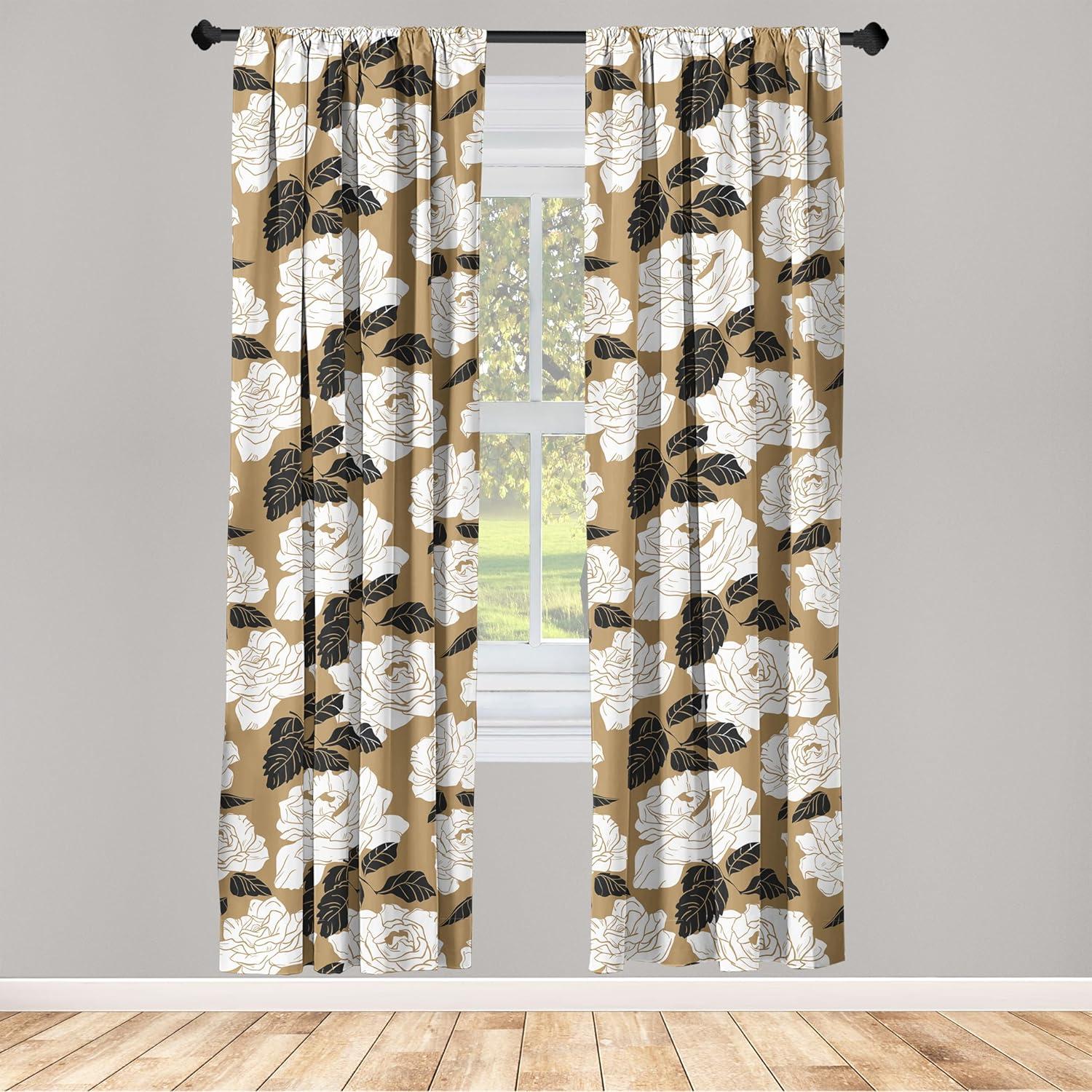 imageAmbesonne Floral Curtains Romantic Valentines Day Theme Overlapping Simplistic Rose Flowers Art Window Treatments 2 Panel Set for Living Room Bedroom Pair of 28 x 84 Pale Salmon and BlushDark Khaki Charcoal Grey