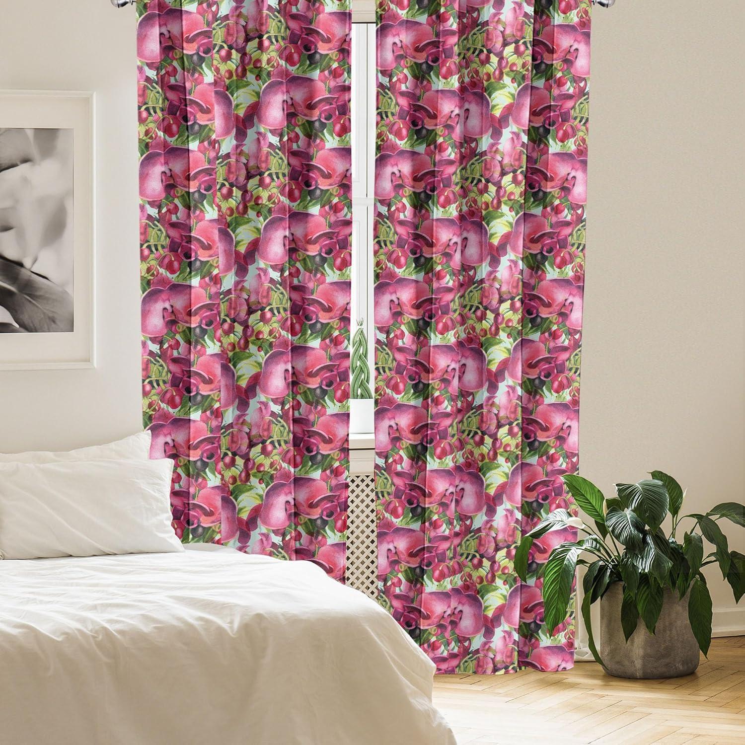 imageAmbesonne Floral Curtains Romantic Valentines Day Theme Overlapping Simplistic Rose Flowers Art Window Treatments 2 Panel Set for Living Room Bedroom Pair of 28 x 84 Pale Salmon and BlushPale Fuchsia and Sage Green