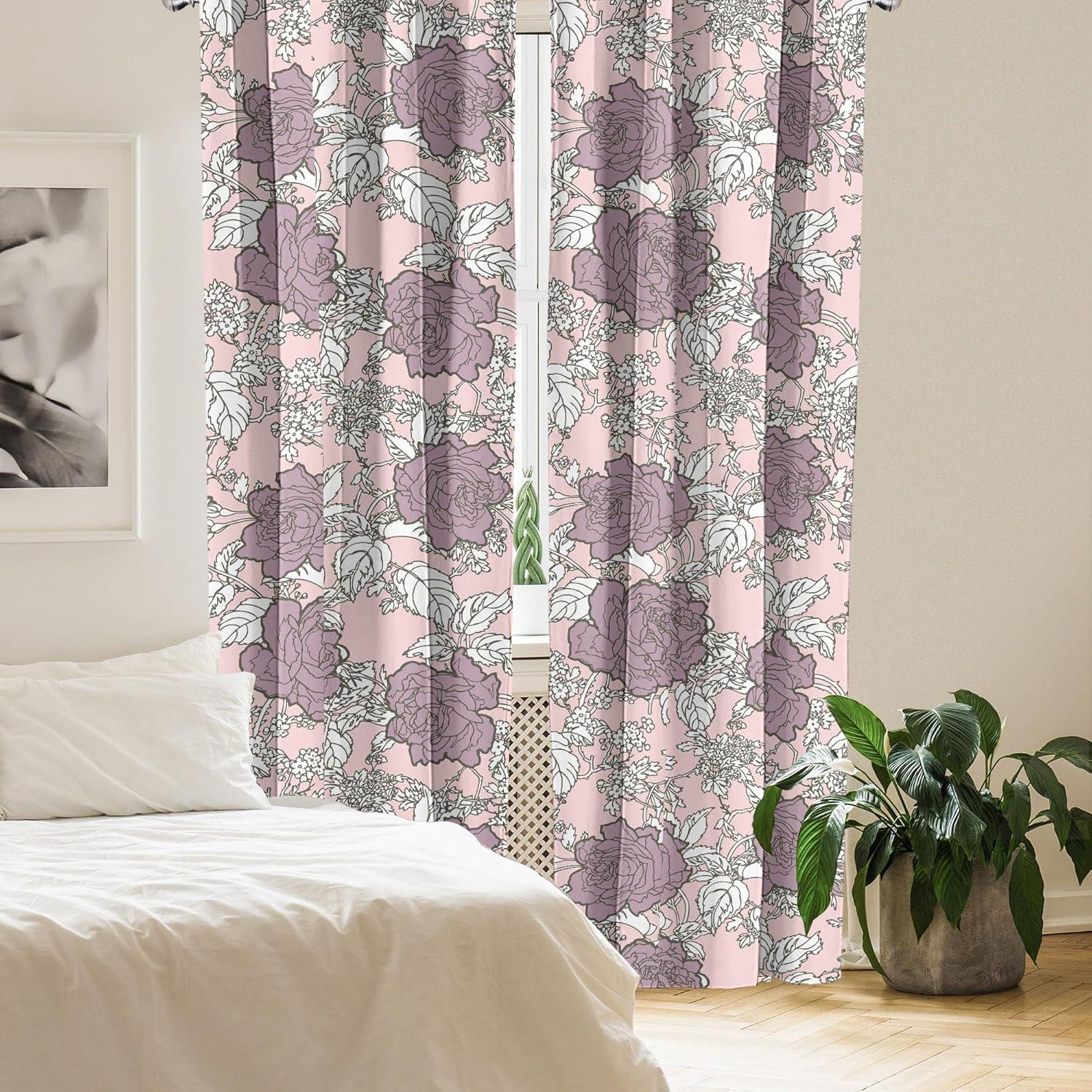 imageAmbesonne Floral Curtains Romantic Valentines Day Theme Overlapping Simplistic Rose Flowers Art Window Treatments 2 Panel Set for Living Room Bedroom Pair of 28 x 84 Pale Salmon and BlushPale Mauve White Sepia