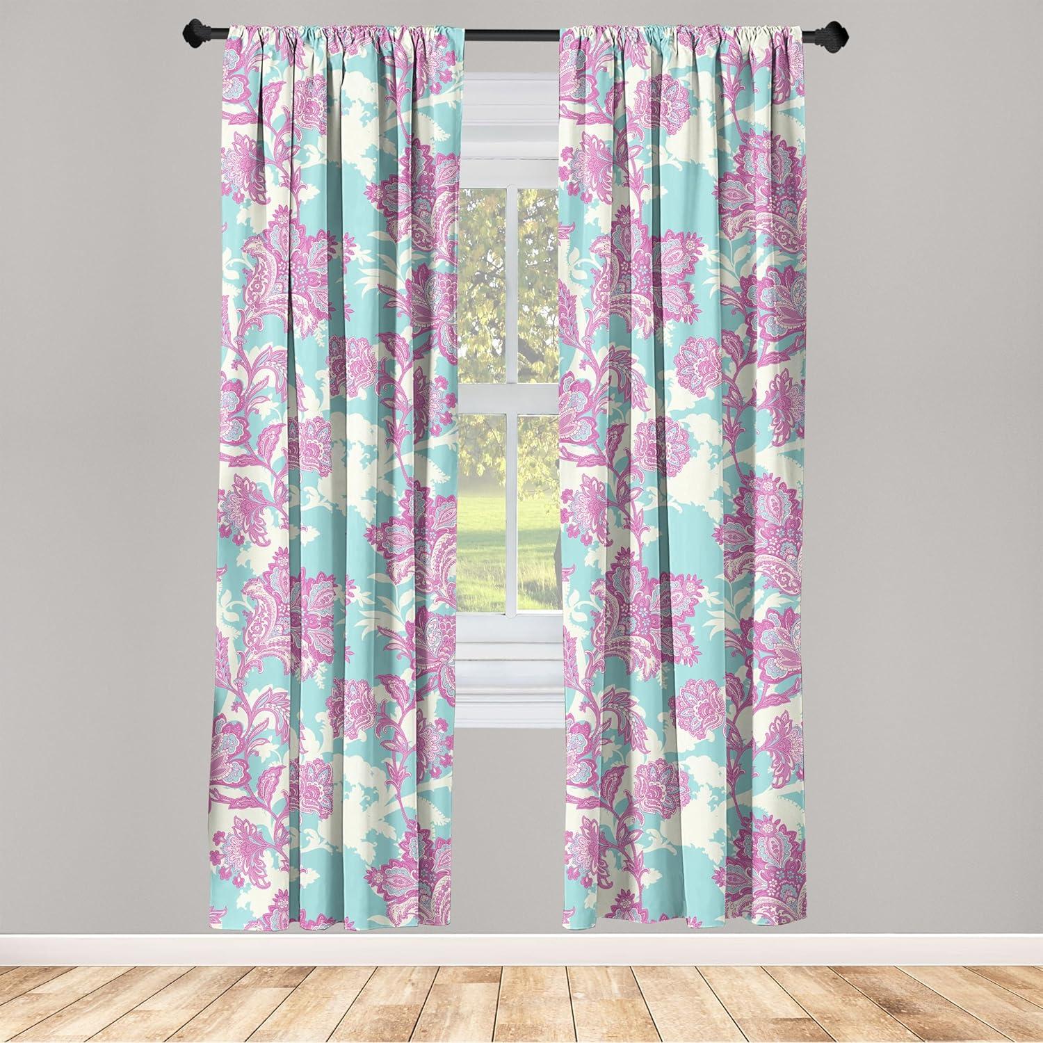 imageAmbesonne Floral Curtains Romantic Valentines Day Theme Overlapping Simplistic Rose Flowers Art Window Treatments 2 Panel Set for Living Room Bedroom Pair of 28 x 84 Pale Salmon and BlushPale Fuchsia Seafoam