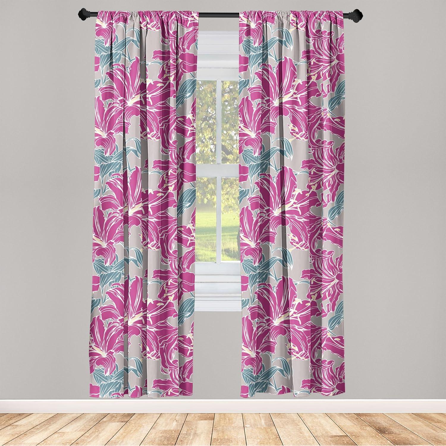 imageAmbesonne Floral Curtains Romantic Valentines Day Theme Overlapping Simplistic Rose Flowers Art Window Treatments 2 Panel Set for Living Room Bedroom Pair of 28 x 84 Pale Salmon and BlushSoft Pink Slate Blue