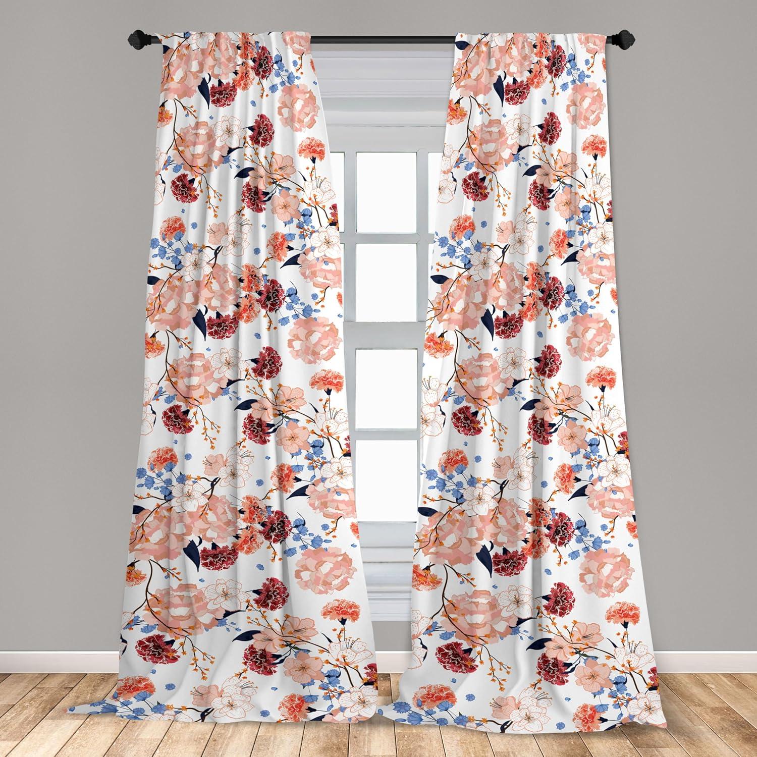 imageAmbesonne Floral Curtains Romantic Valentines Day Theme Overlapping Simplistic Rose Flowers Art Window Treatments 2 Panel Set for Living Room Bedroom Pair of 28 x 84 Pale Salmon and BlushLavender Blue and Pale Salmon