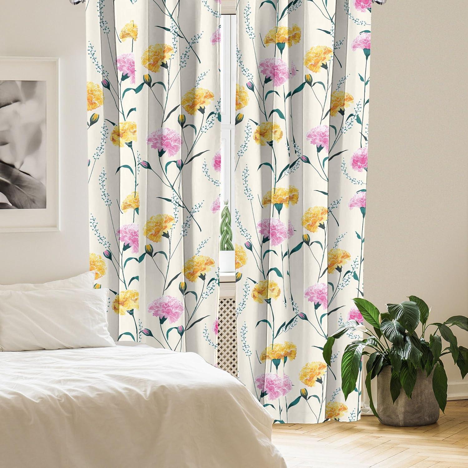 imageAmbesonne Floral Curtains Romantic Valentines Day Theme Overlapping Simplistic Rose Flowers Art Window Treatments 2 Panel Set for Living Room Bedroom Pair of 28 x 84 Pale Salmon and BlushDark Yellow and Soft Pink
