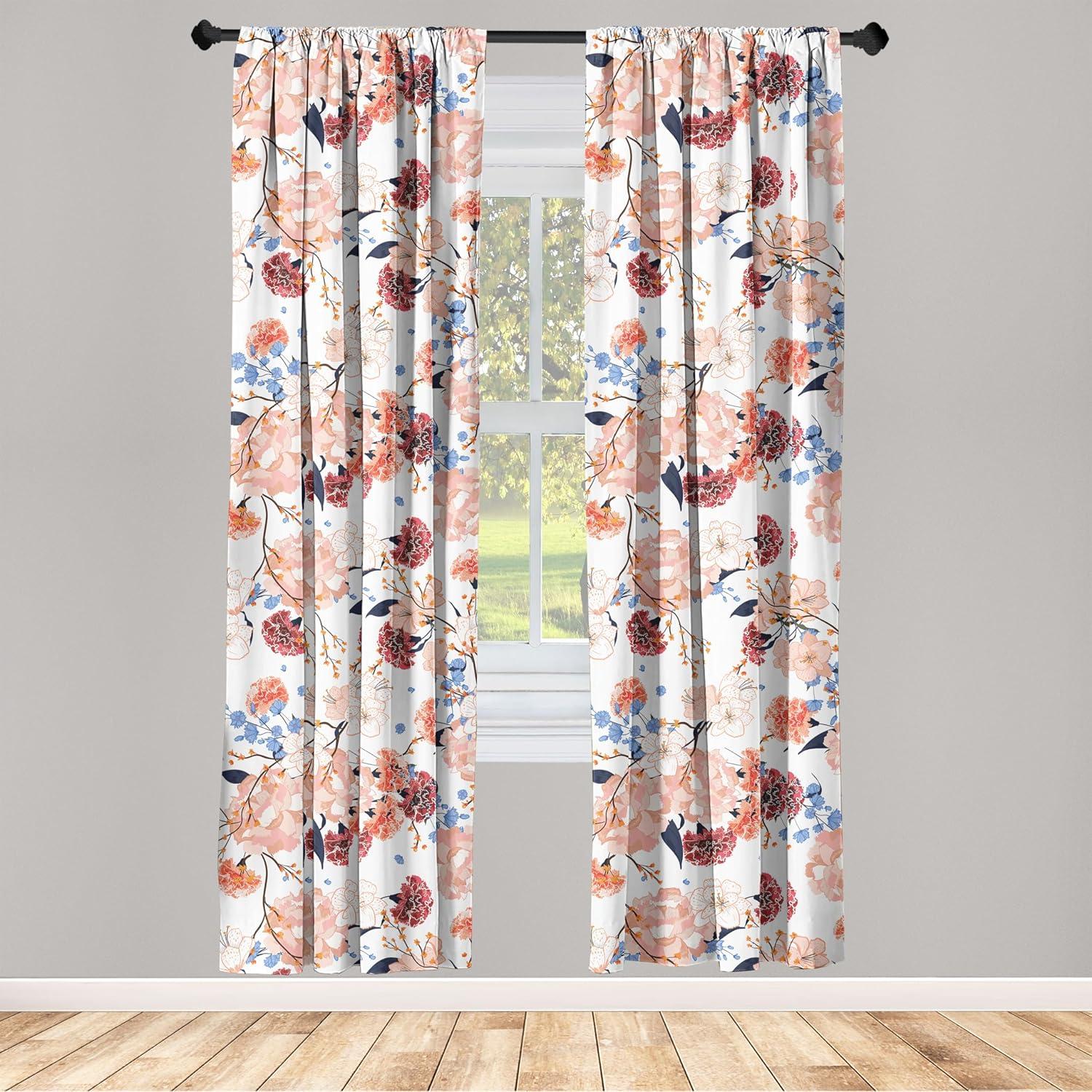 imageAmbesonne Floral Curtains Romantic Valentines Day Theme Overlapping Simplistic Rose Flowers Art Window Treatments 2 Panel Set for Living Room Bedroom Pair of 28 x 84 Pale Salmon and BlushLavender Blue and Pale Salmon