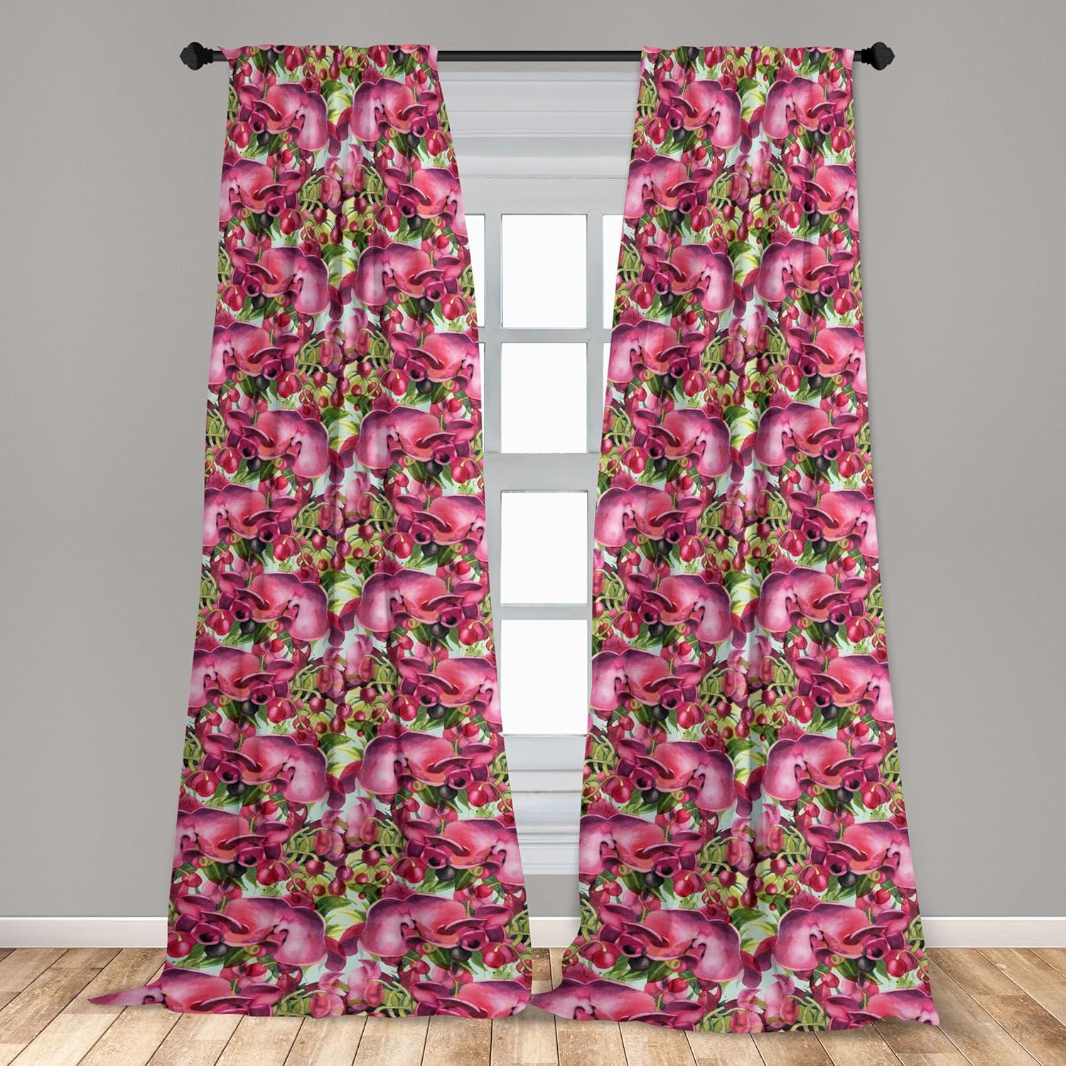imageAmbesonne Floral Curtains Romantic Valentines Day Theme Overlapping Simplistic Rose Flowers Art Window Treatments 2 Panel Set for Living Room Bedroom Pair of 28 x 84 Pale Salmon and BlushPale Fuchsia and Sage Green
