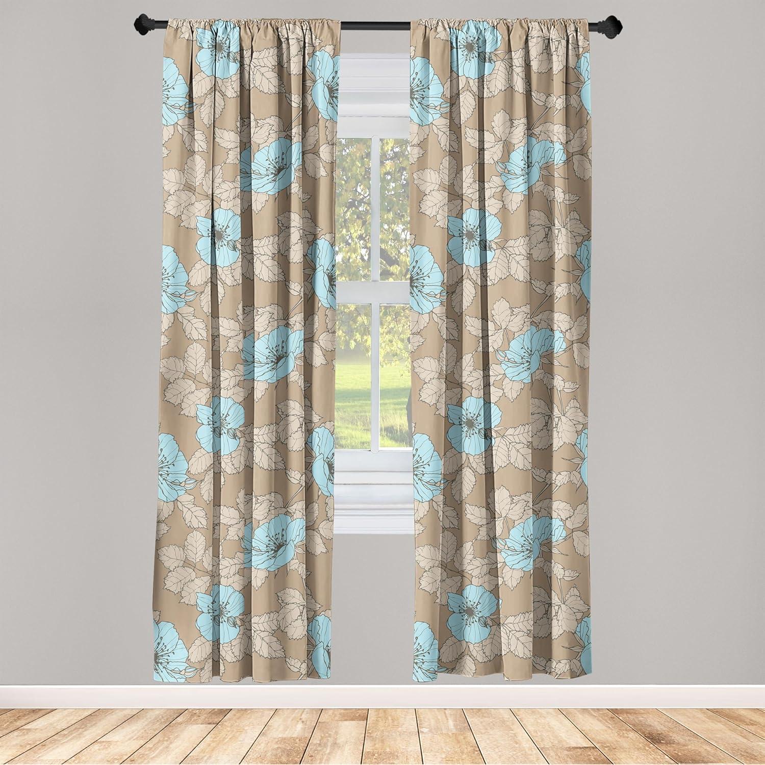imageAmbesonne Floral Curtains Romantic Valentines Day Theme Overlapping Simplistic Rose Flowers Art Window Treatments 2 Panel Set for Living Room Bedroom Pair of 28 x 84 Pale Salmon and BlushPale Brown and Soft Blue