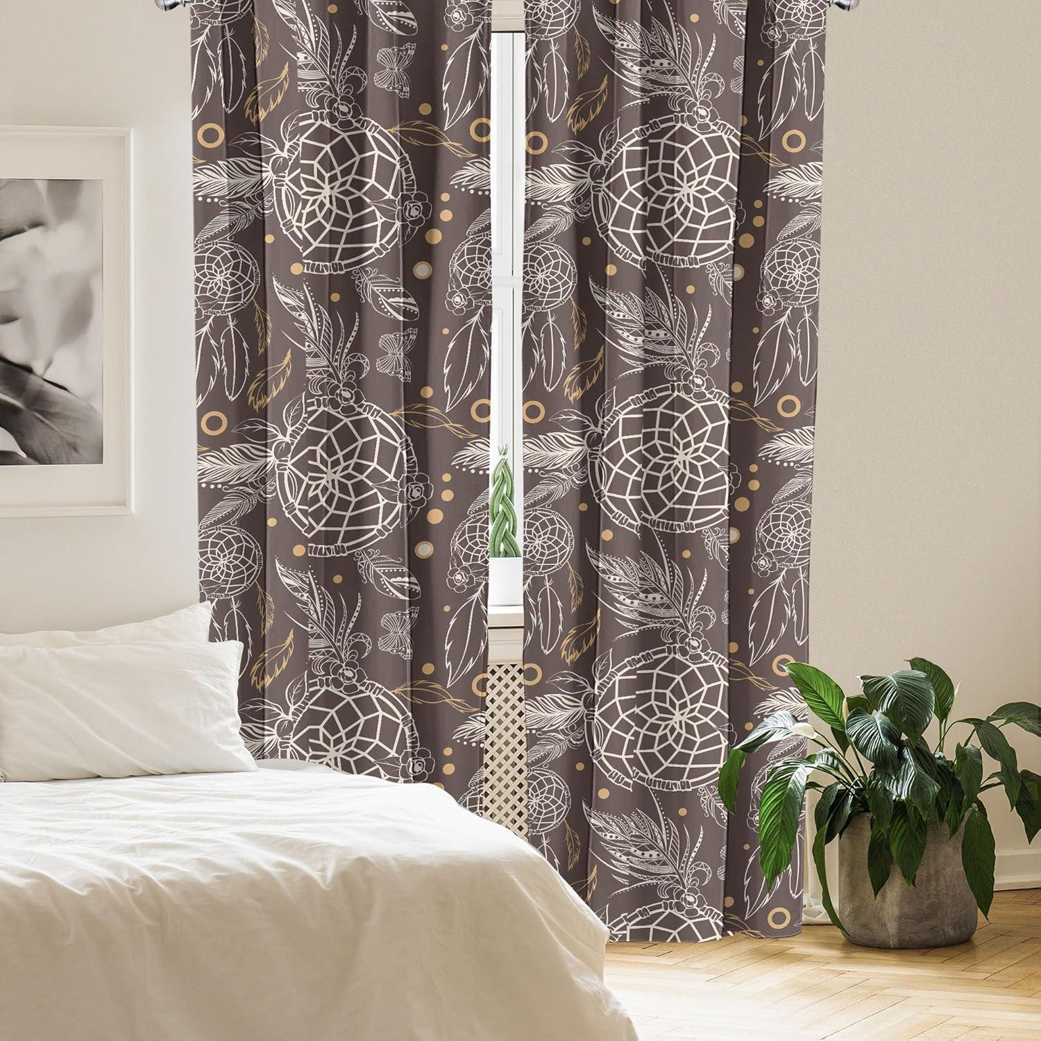 imageAmbesonne Floral Curtains Romantic Valentines Day Theme Overlapping Simplistic Rose Flowers Art Window Treatments 2 Panel Set for Living Room Bedroom Pair of 28 x 84 Pale Salmon and BlushDark Taupe and Sand Brown