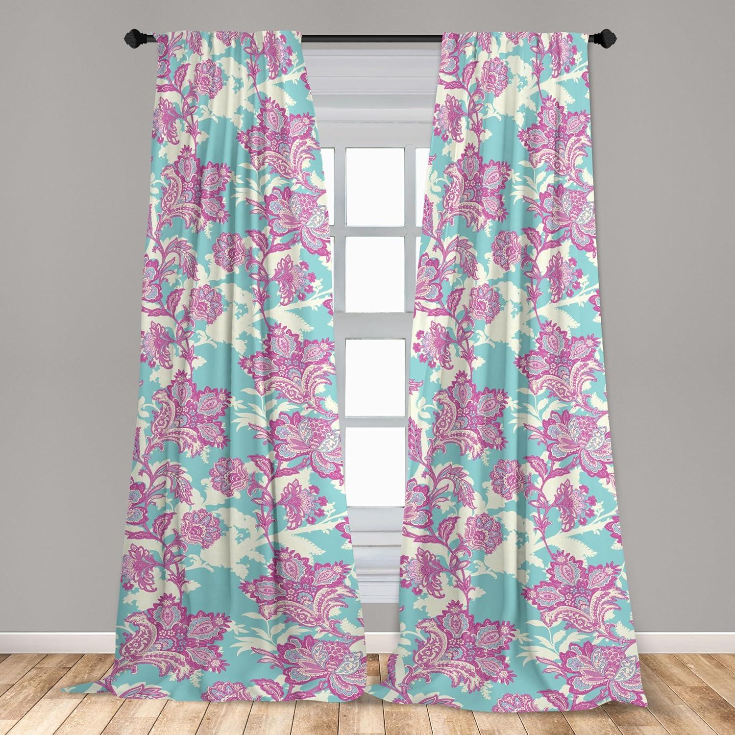 imageAmbesonne Floral Curtains Romantic Valentines Day Theme Overlapping Simplistic Rose Flowers Art Window Treatments 2 Panel Set for Living Room Bedroom Pair of 28 x 84 Pale Salmon and BlushPale Fuchsia Seafoam
