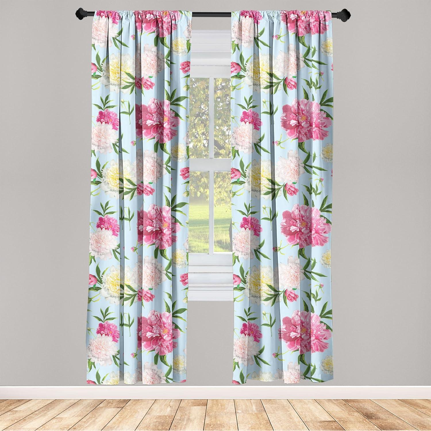 imageAmbesonne Floral Curtains Valentines Day Concept Art Pastel Repetitive Roses Pattern Plot Window Treatments 2 Panel Set for Living Room Bedroom Pair of 28 x 84 Dark Pink Blush and WhiteMagenta and Olive Green