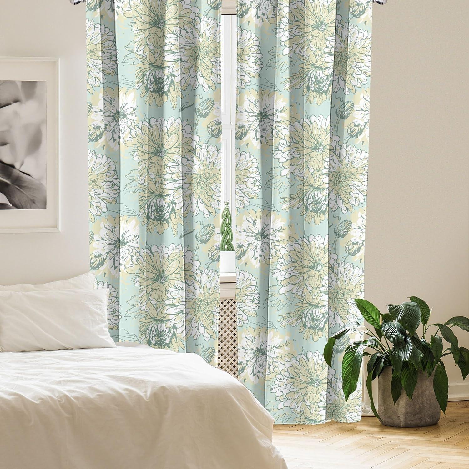 imageAmbesonne Floral Curtains Valentines Day Concept Art Pastel Repetitive Roses Pattern Plot Window Treatments 2 Panel Set for Living Room Bedroom Pair of 28 x 84 Dark Pink Blush and WhitePale Green and Champagne