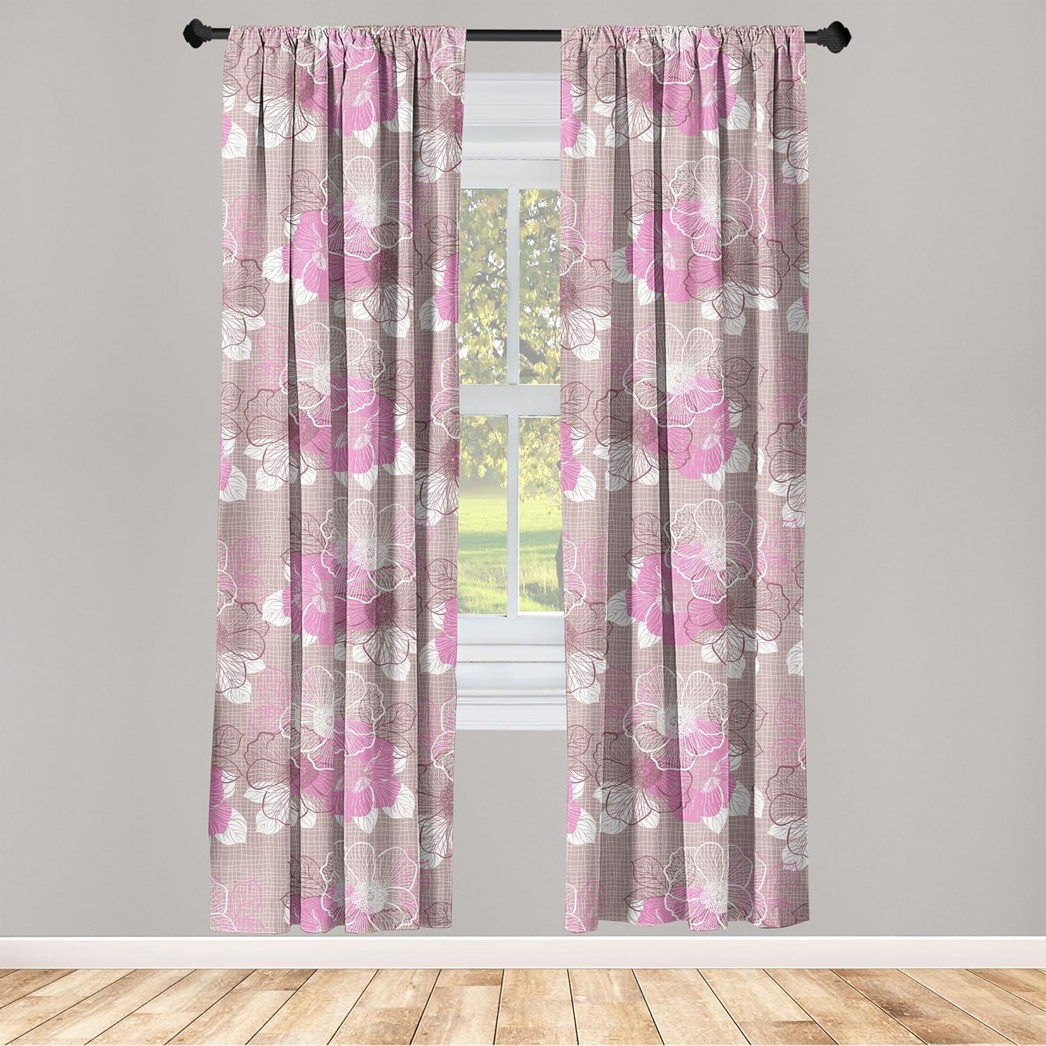 imageAmbesonne Floral Curtains Valentines Day Concept Art Pastel Repetitive Roses Pattern Plot Window Treatments 2 Panel Set for Living Room Bedroom Pair of 28 x 84 Dark Pink Blush and WhiteSoft Pink and Pale Grey