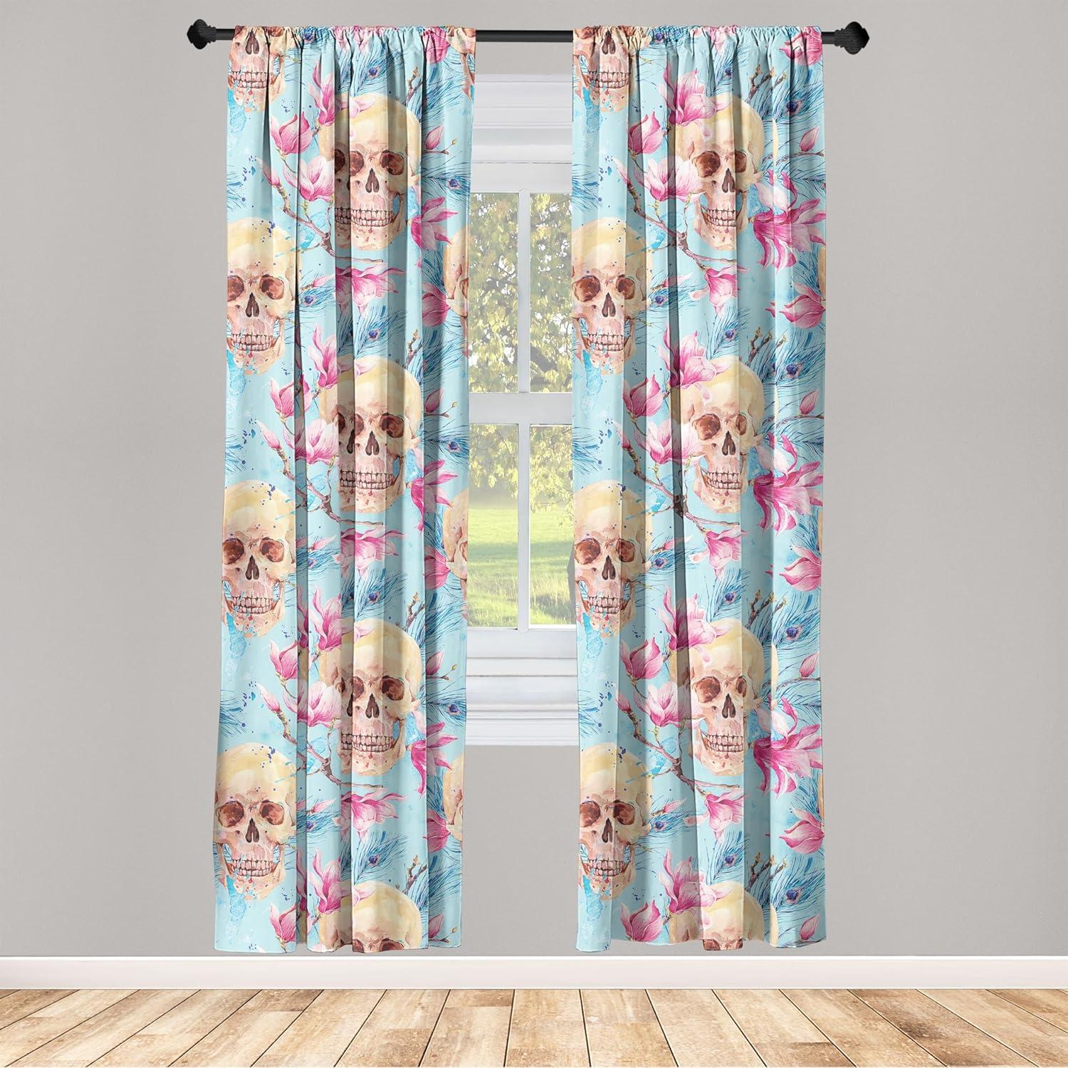 imageAmbesonne Floral Curtains Valentines Day Concept Art Pastel Repetitive Roses Pattern Plot Window Treatments 2 Panel Set for Living Room Bedroom Pair of 28 x 84 Dark Pink Blush and WhitePale Blue Soft Pink