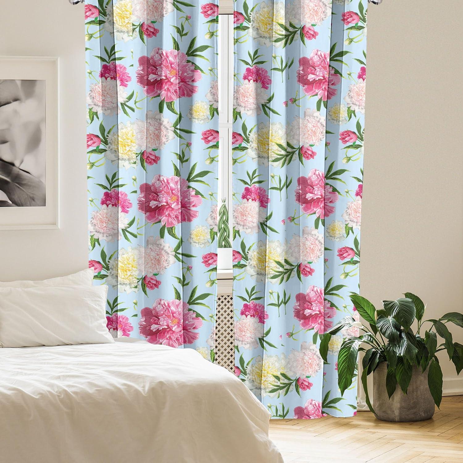 imageAmbesonne Floral Curtains Valentines Day Concept Art Pastel Repetitive Roses Pattern Plot Window Treatments 2 Panel Set for Living Room Bedroom Pair of 28 x 84 Dark Pink Blush and WhiteMagenta and Olive Green