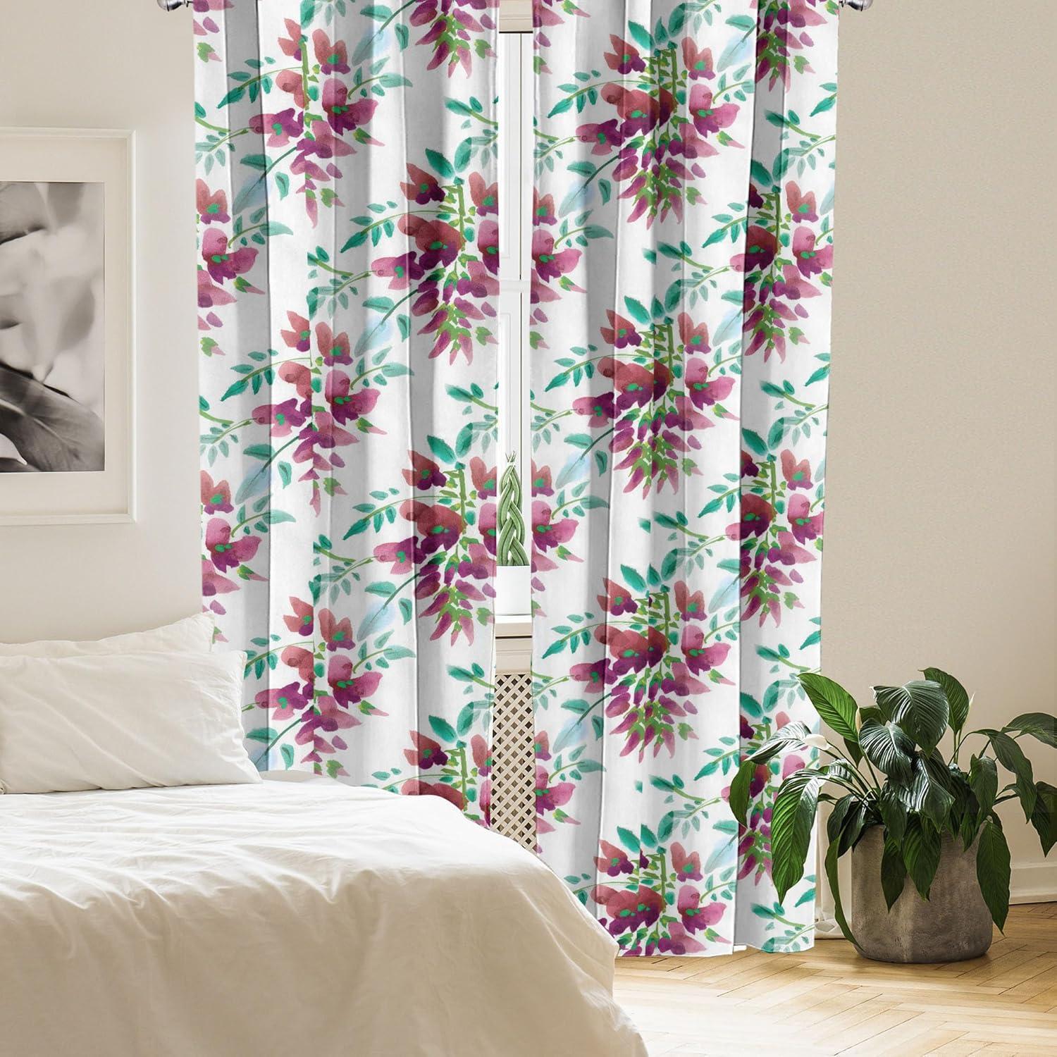 imageAmbesonne Floral Curtains Valentines Day Theme Grunge Style Repetitive Rose Flowers Abstract Window Treatments 2 Panel Set for Living Room Bedroom Pair of 28 x 84 Pale Fuchsia and SepiaPistachio Green and Ruby