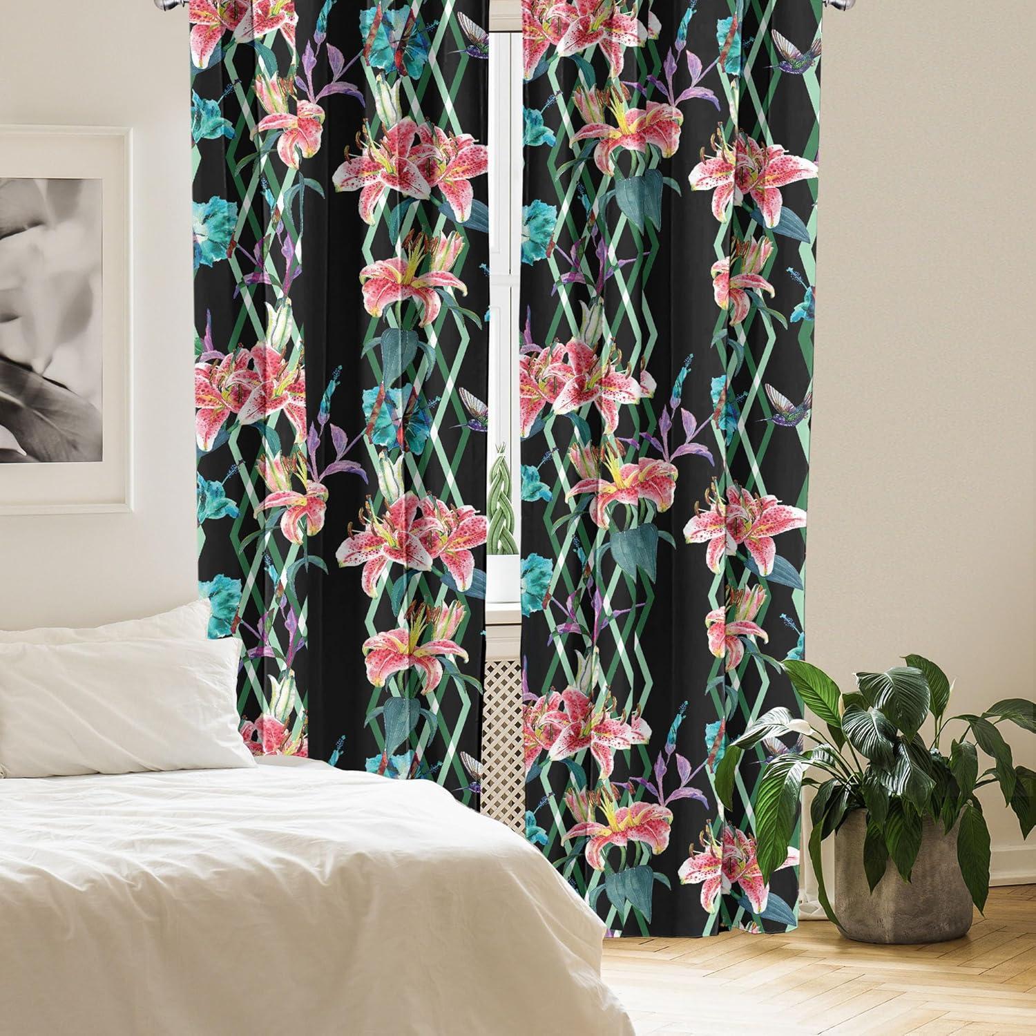 imageAmbesonne Floral Curtains Valentines Day Theme Grunge Style Repetitive Rose Flowers Abstract Window Treatments 2 Panel Set for Living Room Bedroom Pair of 28 x 84 Pale Fuchsia and SepiaJade Green and Raspberry