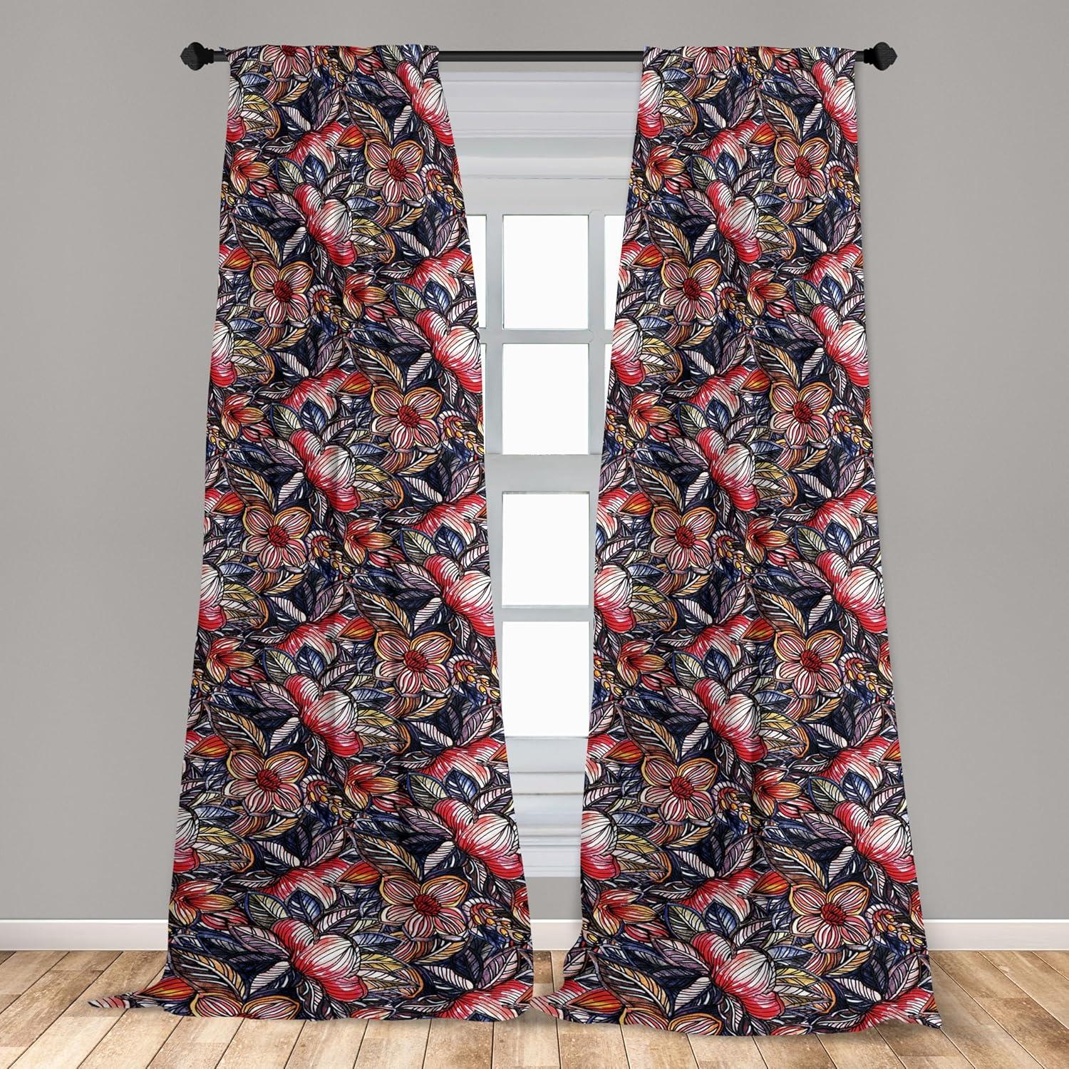 imageAmbesonne Floral Curtains Valentines Day Theme Grunge Style Repetitive Rose Flowers Abstract Window Treatments 2 Panel Set for Living Room Bedroom Pair of 28 x 84 Pale Fuchsia and SepiaScarlet and Lavender Blue