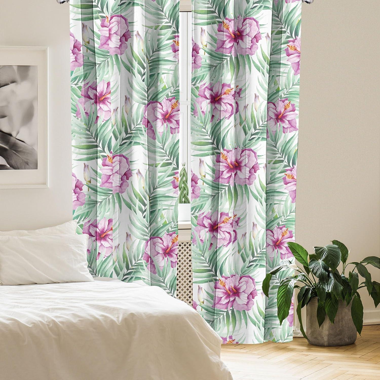 imageAmbesonne Floral Curtains Valentines Day Theme Grunge Style Repetitive Rose Flowers Abstract Window Treatments 2 Panel Set for Living Room Bedroom Pair of 28 x 84 Pale Fuchsia and SepiaReseda Green and Pale Fuchsia