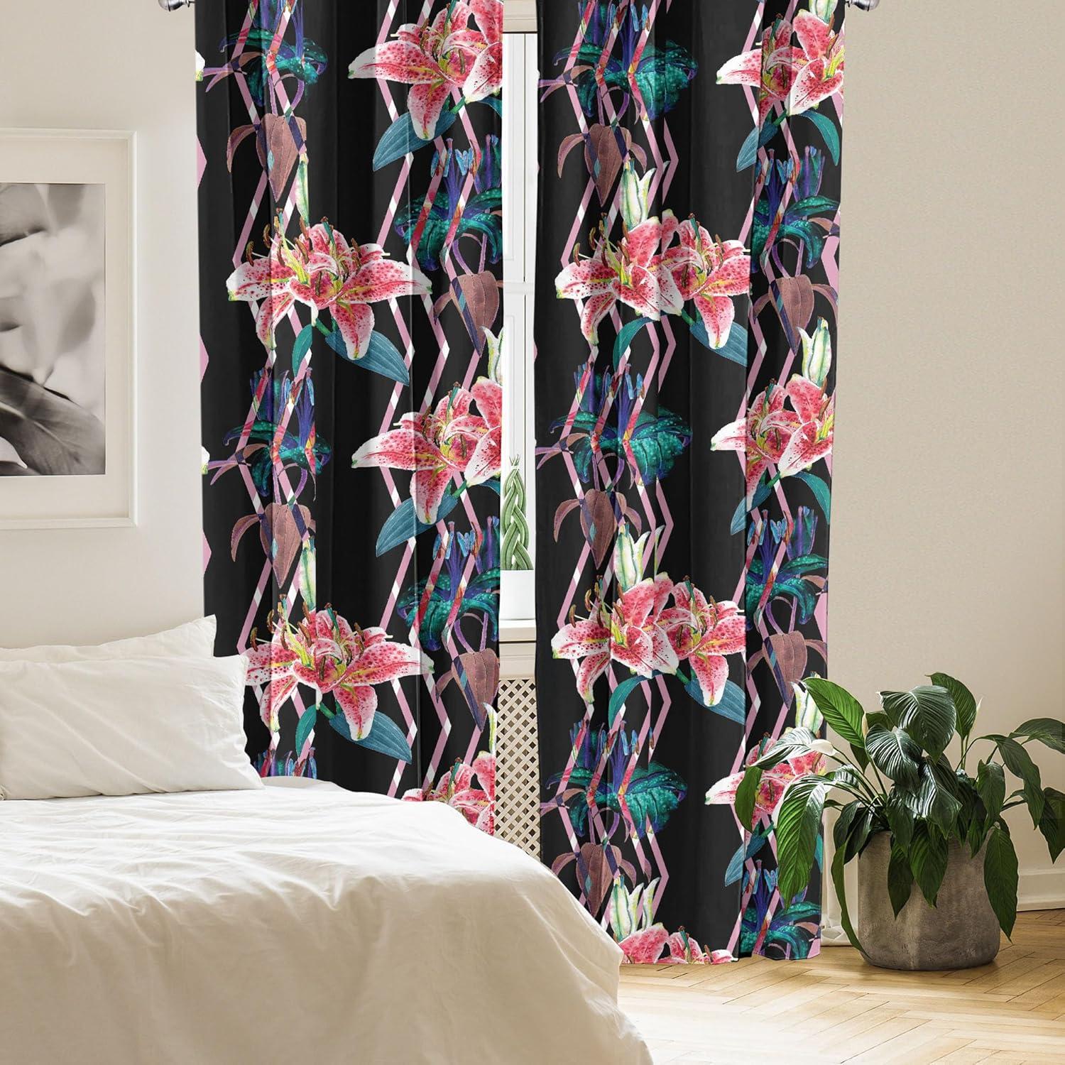imageAmbesonne Floral Curtains Valentines Day Theme Grunge Style Repetitive Rose Flowers Abstract Window Treatments 2 Panel Set for Living Room Bedroom Pair of 28 x 84 Pale Fuchsia and SepiaGrey Pink Petrol Blue